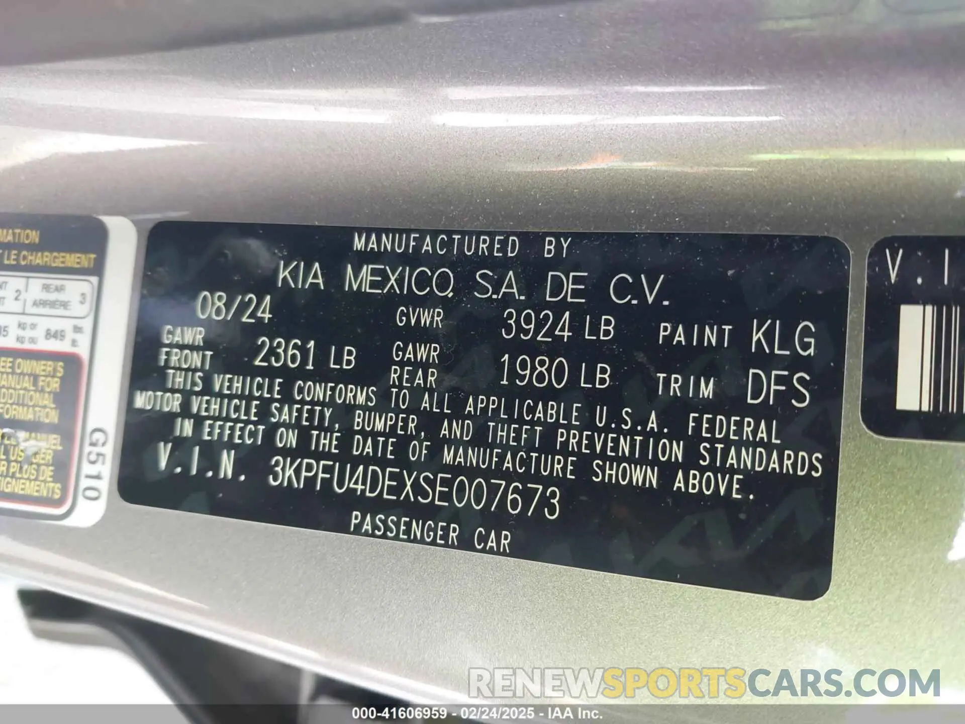 9 fotografías del automóvil dañado 3KPFU4DEXSE007673 KIA K4 2025