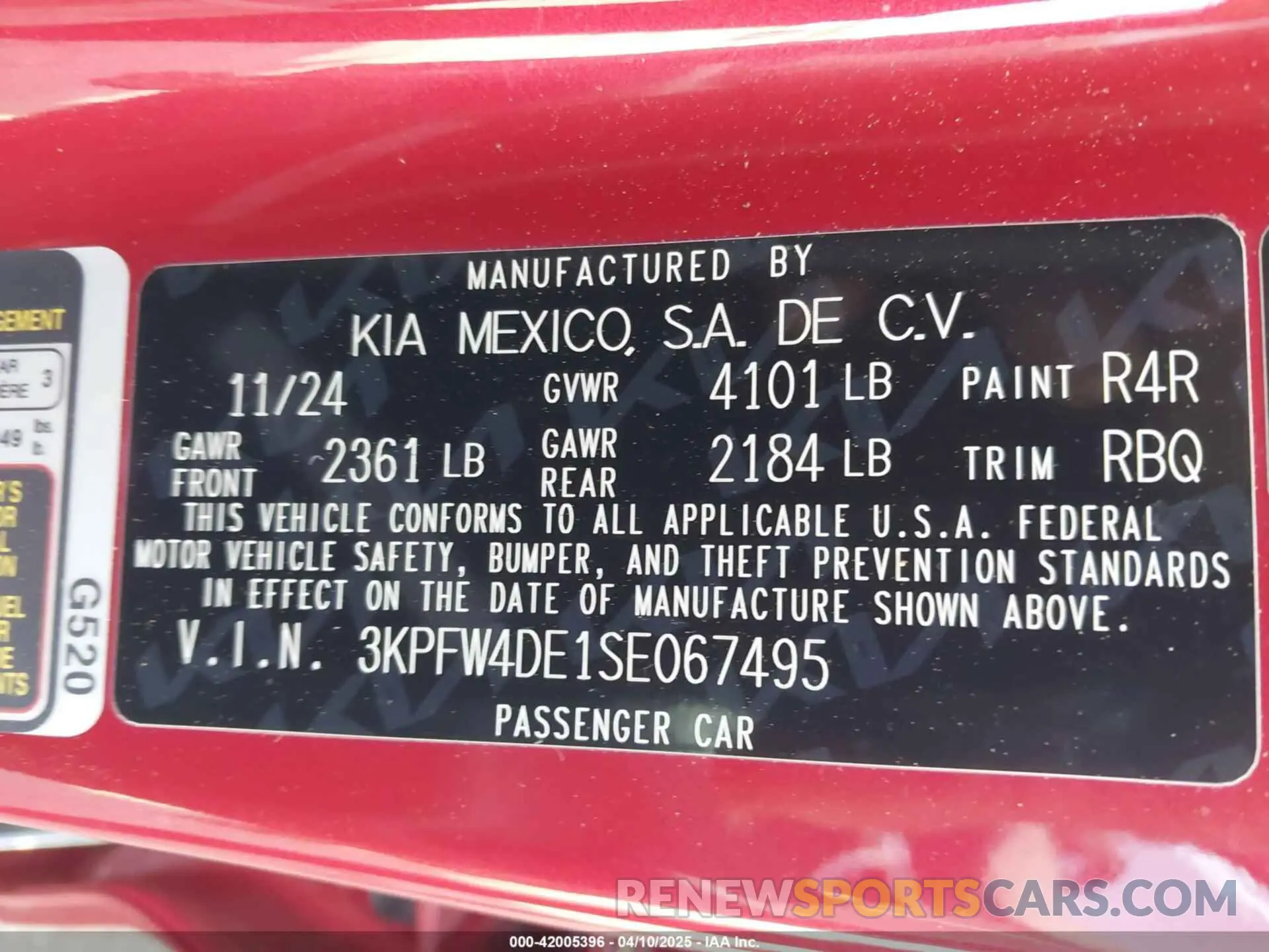 9 fotografías del automóvil dañado 3KPFW4DE1SE067495 KIA K4 2025