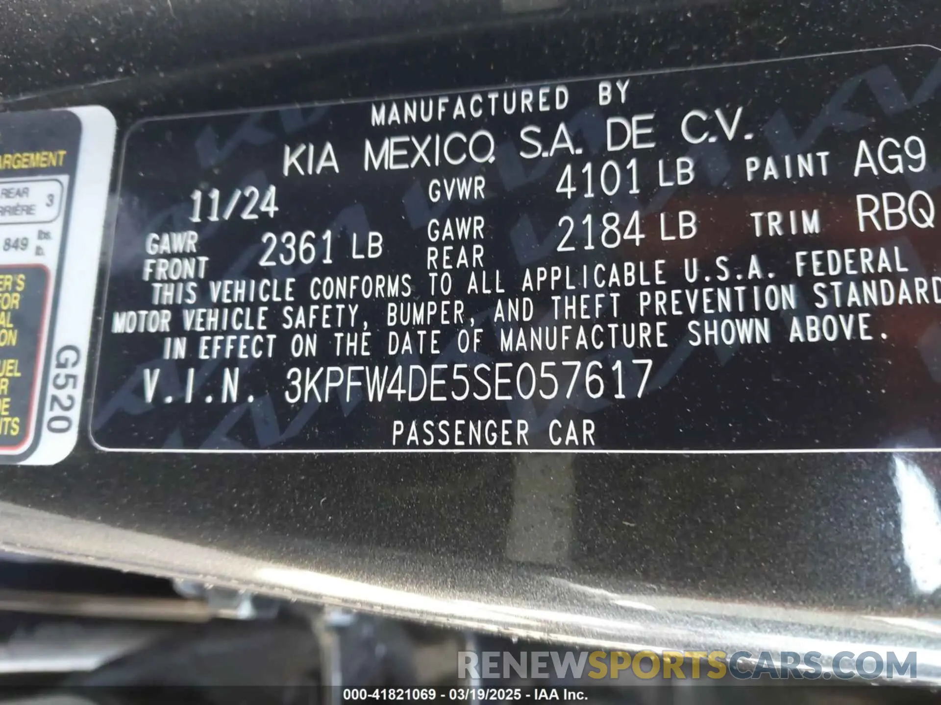 9 fotografías del automóvil dañado 3KPFW4DE5SE057617 KIA K4 2025
