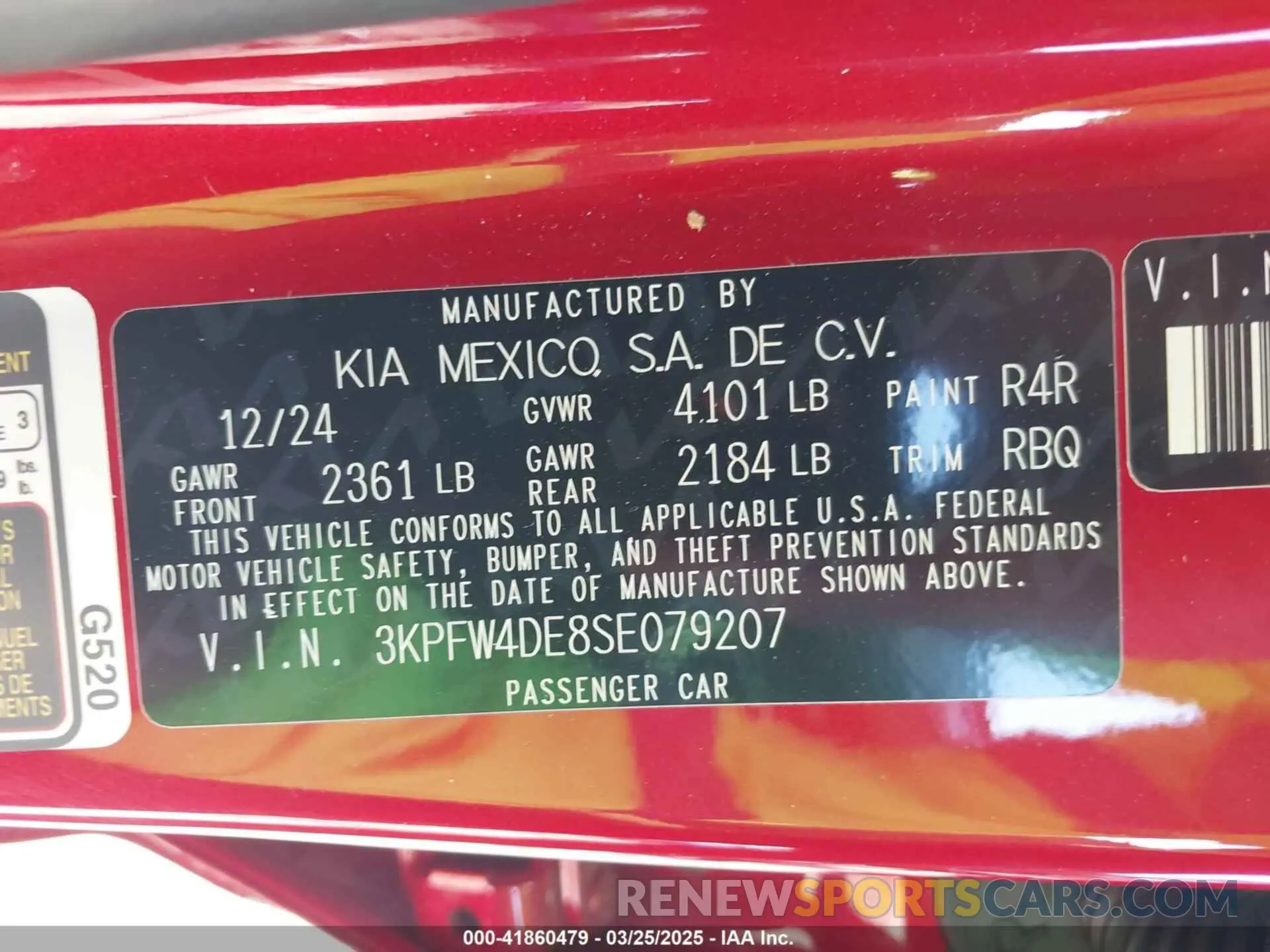 9 fotografías del automóvil dañado 3KPFW4DE8SE079207 KIA K4 2025