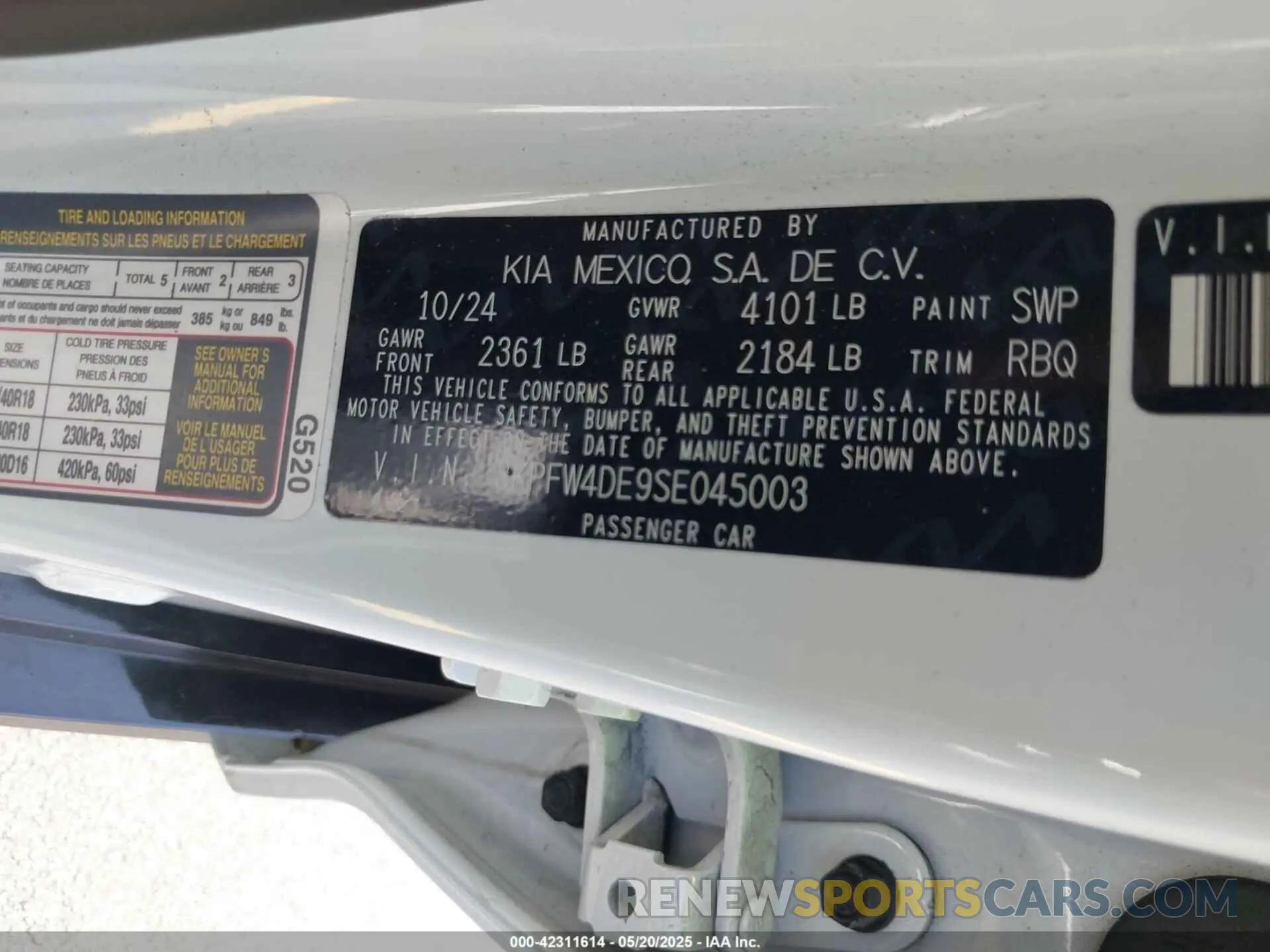 9 fotografías del automóvil dañado 3KPFW4DE9SE045003 KIA K4 2025