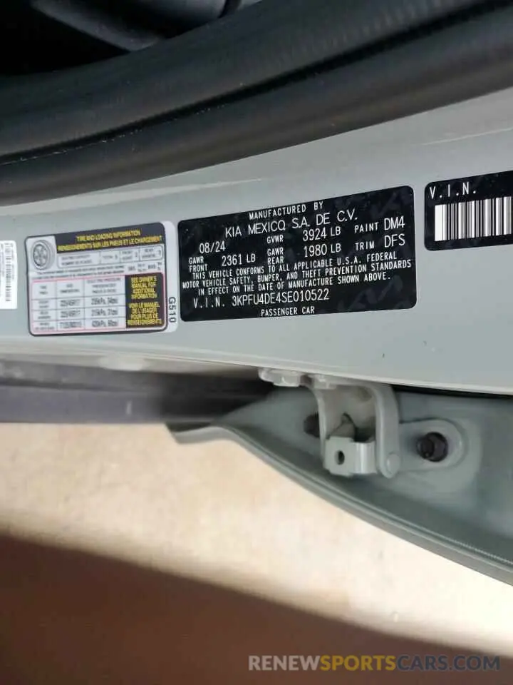 12 fotografías del automóvil dañado 3KPFU4DE4SE010522 KIA K4 EX 2025