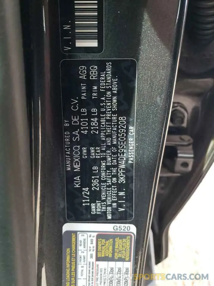 12 fotografías del automóvil dañado 3KPFW4DE9SE059208 KIA K4 GT LINE 2025