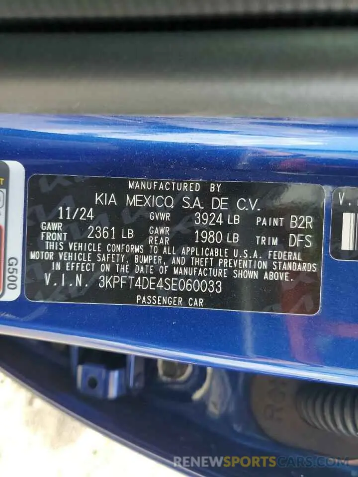 12 fotografías del automóvil dañado 3KPFT4DE4SE060033 KIA K4 LX 2025