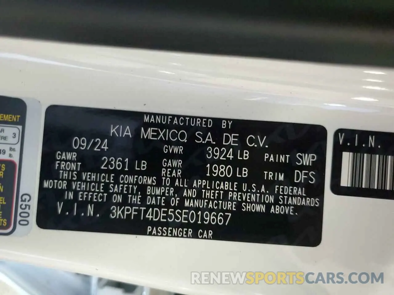 12 fotografías del automóvil dañado 3KPFT4DE5SE019667 KIA K4 LX 2025