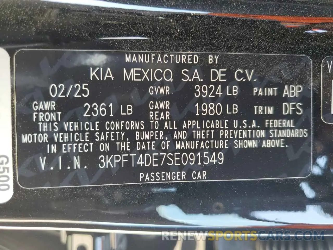 12 fotografías del automóvil dañado 3KPFT4DE7SE091549 KIA K4 LX 2025