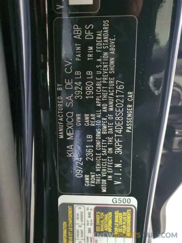 12 fotografías del automóvil dañado 3KPFT4DE8SE021767 KIA K4 LX 2025