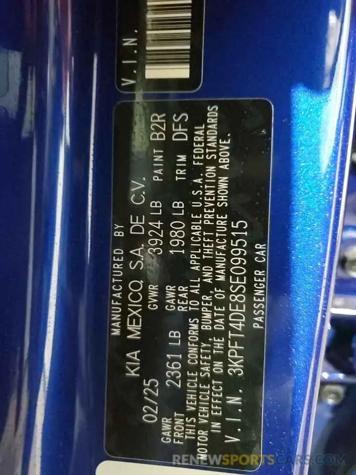 13 fotografías del automóvil dañado 3KPFT4DE8SE099515 KIA K4 LX 2025