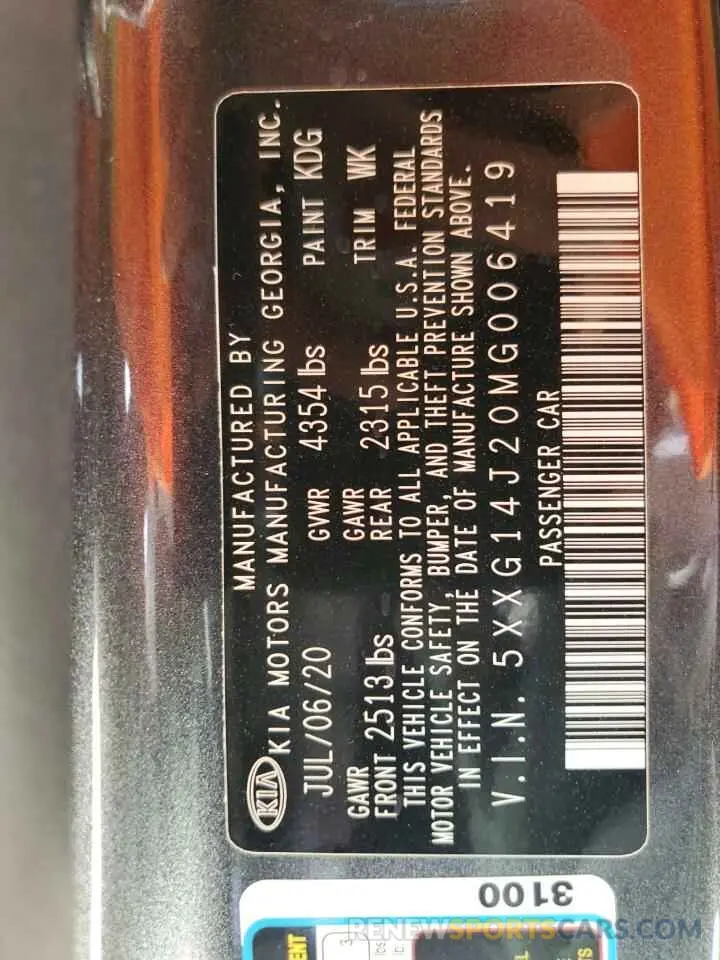 13 fotografías del automóvil dañado 5XXG14J20MG006419 KIA K5 2021
