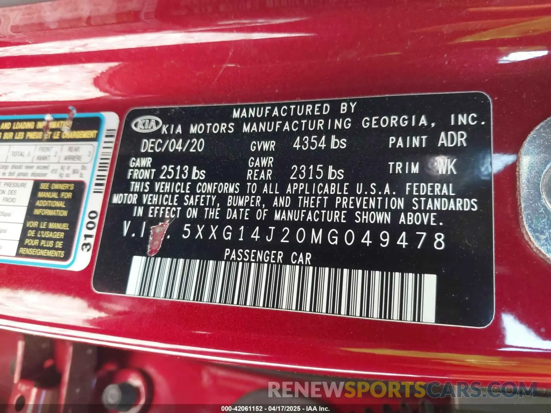 9 fotografías del automóvil dañado 5XXG14J20MG049478 KIA K5 2021
