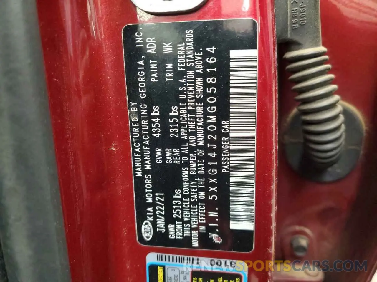 14 fotografías del automóvil dañado 5XXG14J20MG058164 KIA K5 2021