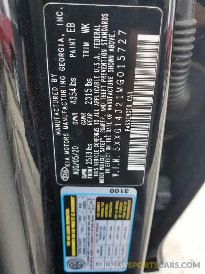 12 fotografías del automóvil dañado 5XXG14J21MG015727 KIA K5 2021