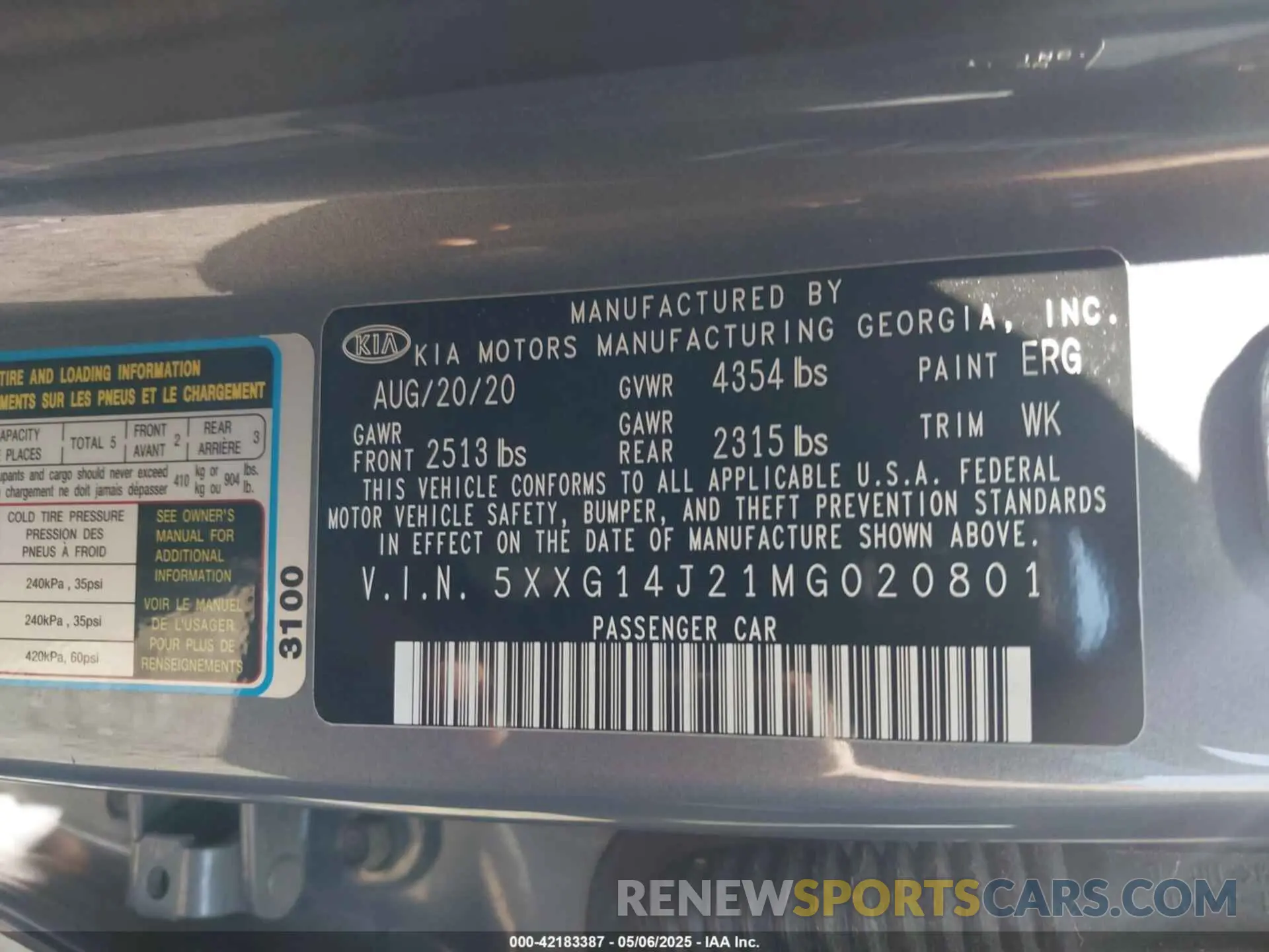9 fotografías del automóvil dañado 5XXG14J21MG020801 KIA K5 2021