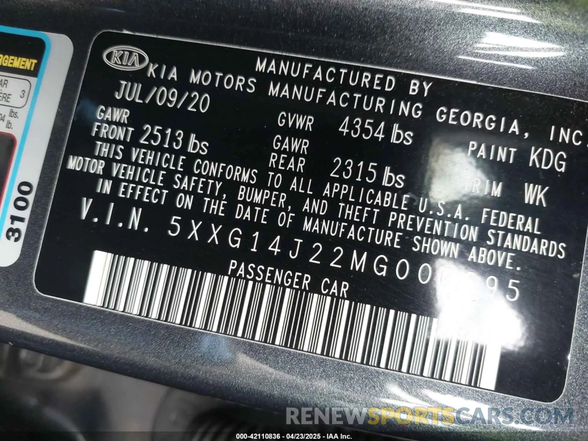 9 fotografías del automóvil dañado 5XXG14J22MG006695 KIA K5 2021