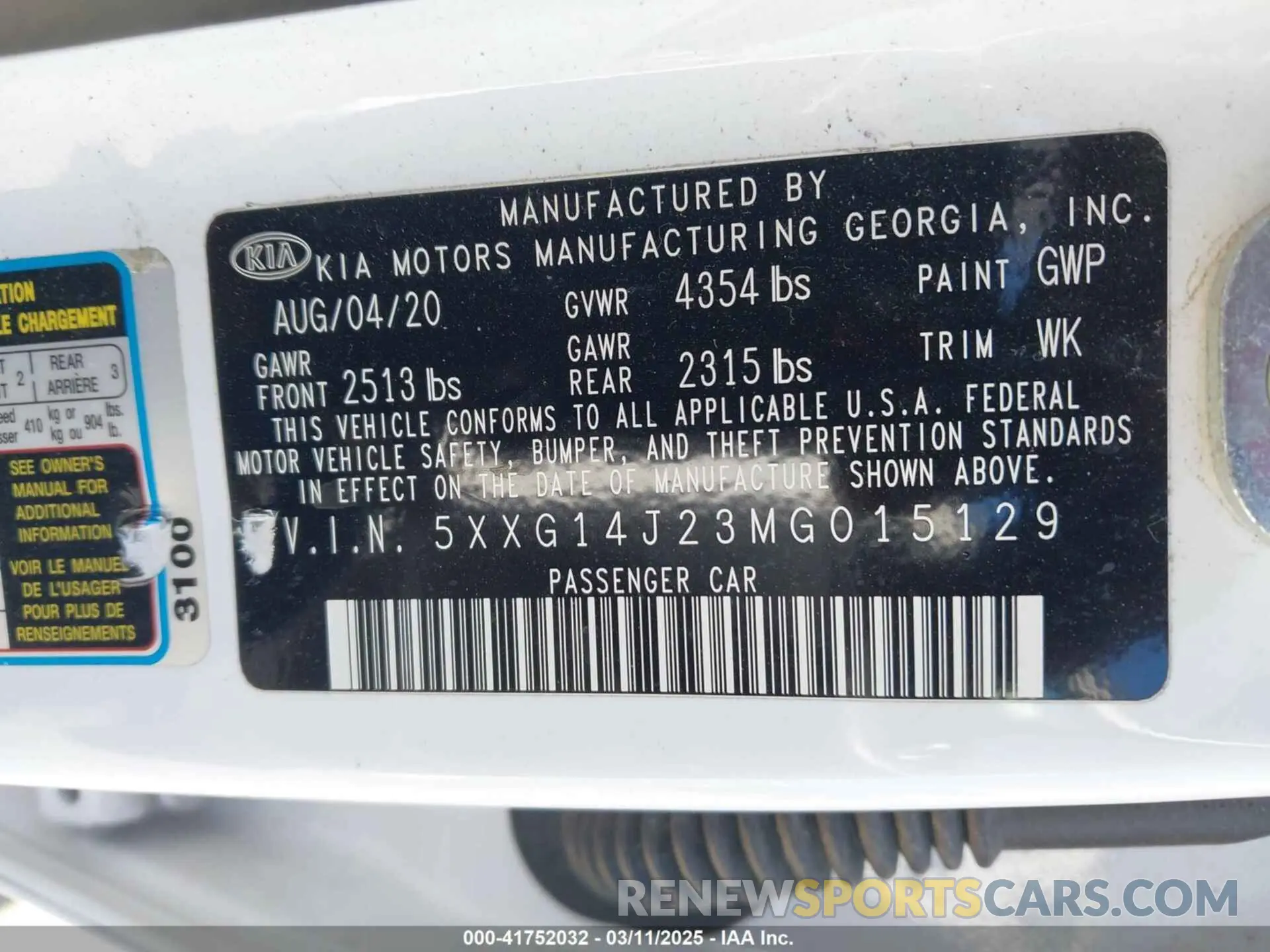 9 fotografías del automóvil dañado 5XXG14J23MG015129 KIA K5 2021