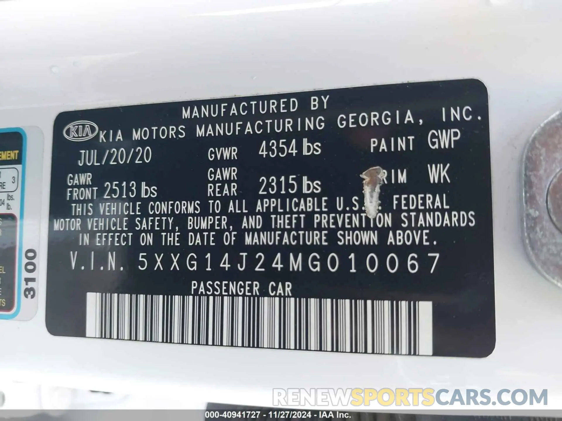 9 fotografías del automóvil dañado 5XXG14J24MG010067 KIA K5 2021