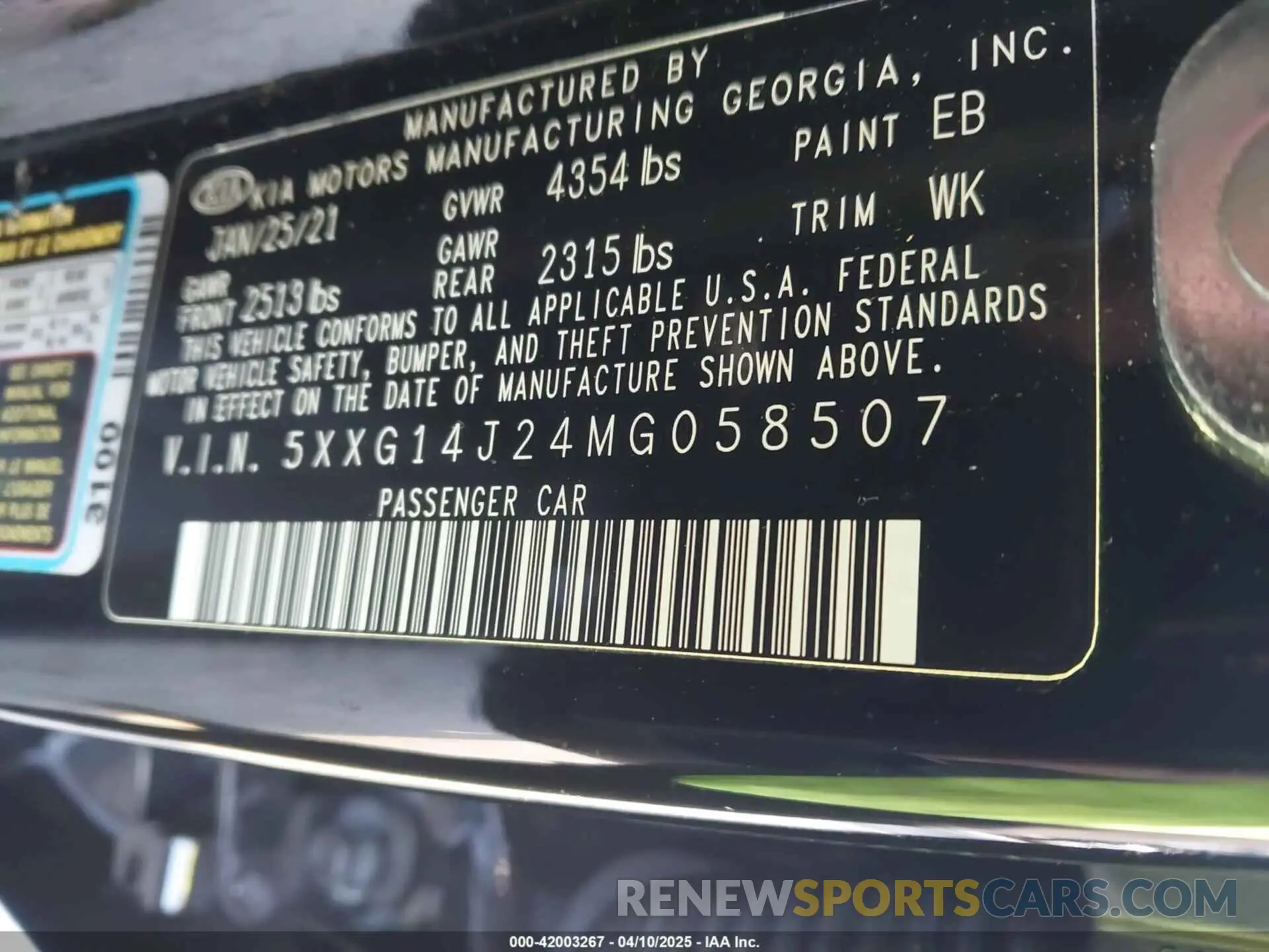 9 fotografías del automóvil dañado 5XXG14J24MG058507 KIA K5 2021