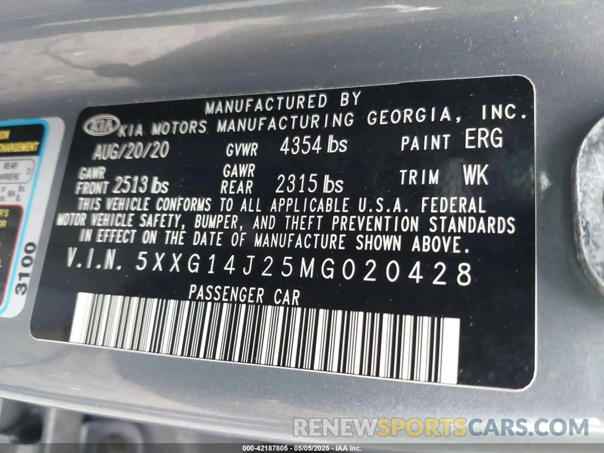9 fotografías del automóvil dañado 5XXG14J25MG020428 KIA K5 2021