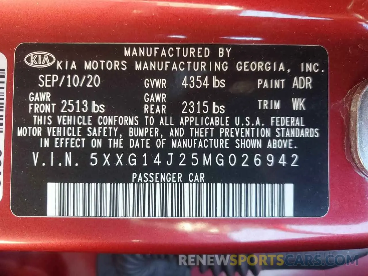 12 fotografías del automóvil dañado 5XXG14J25MG026942 KIA K5 2021