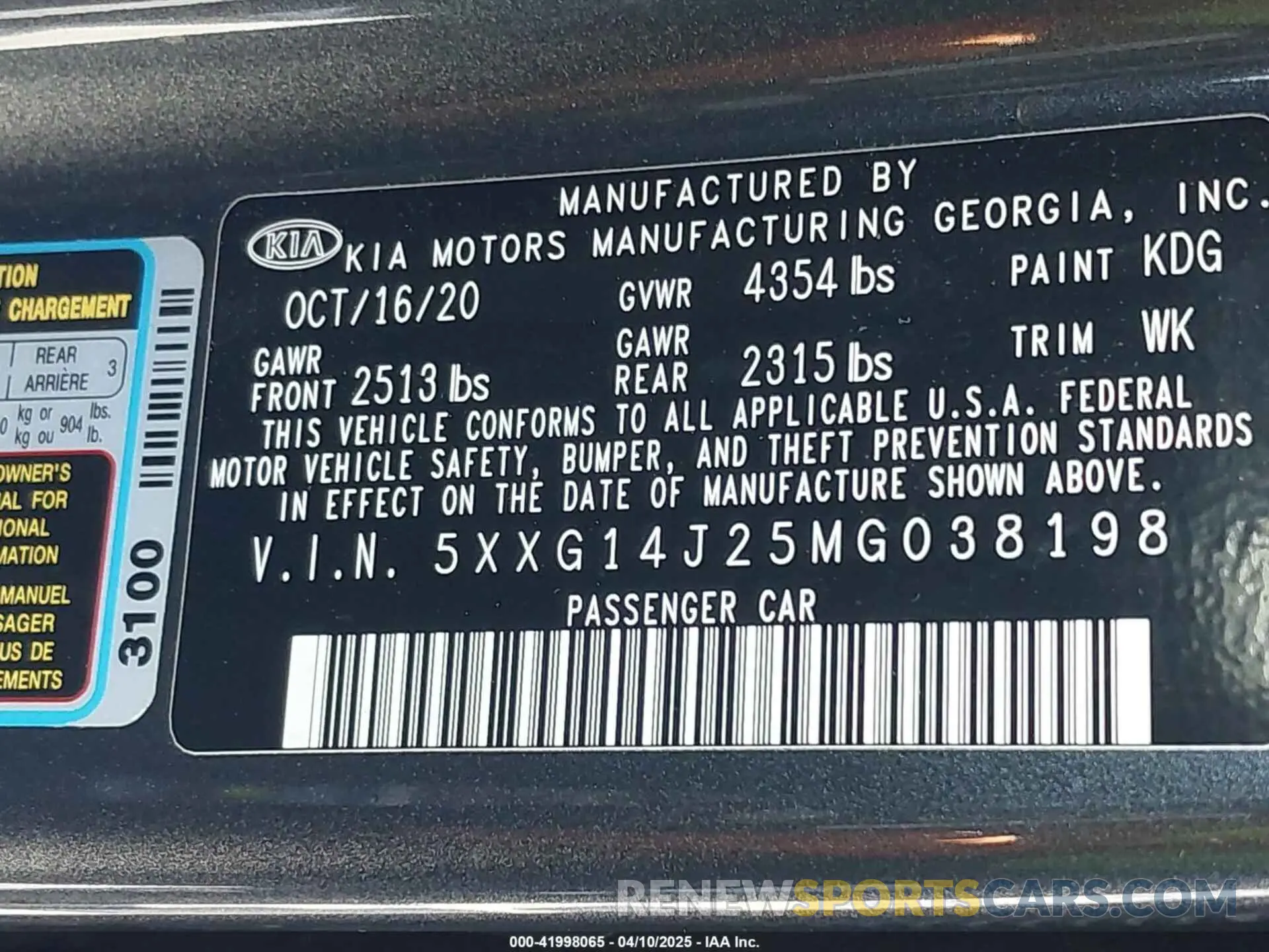 9 fotografías del automóvil dañado 5XXG14J25MG038198 KIA K5 2021