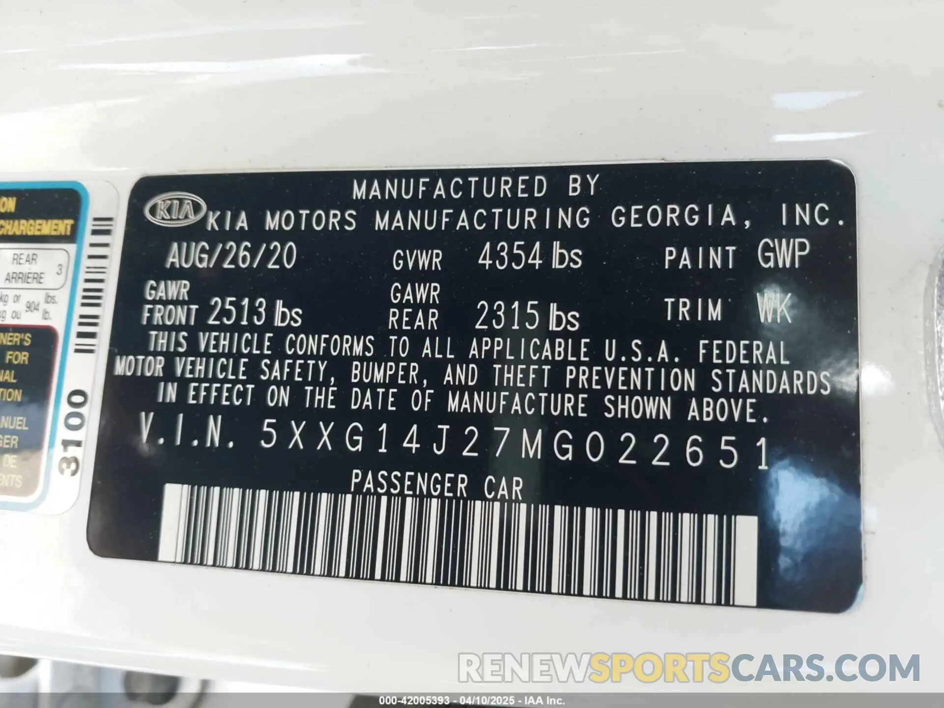 9 fotografías del automóvil dañado 5XXG14J27MG022651 KIA K5 2021