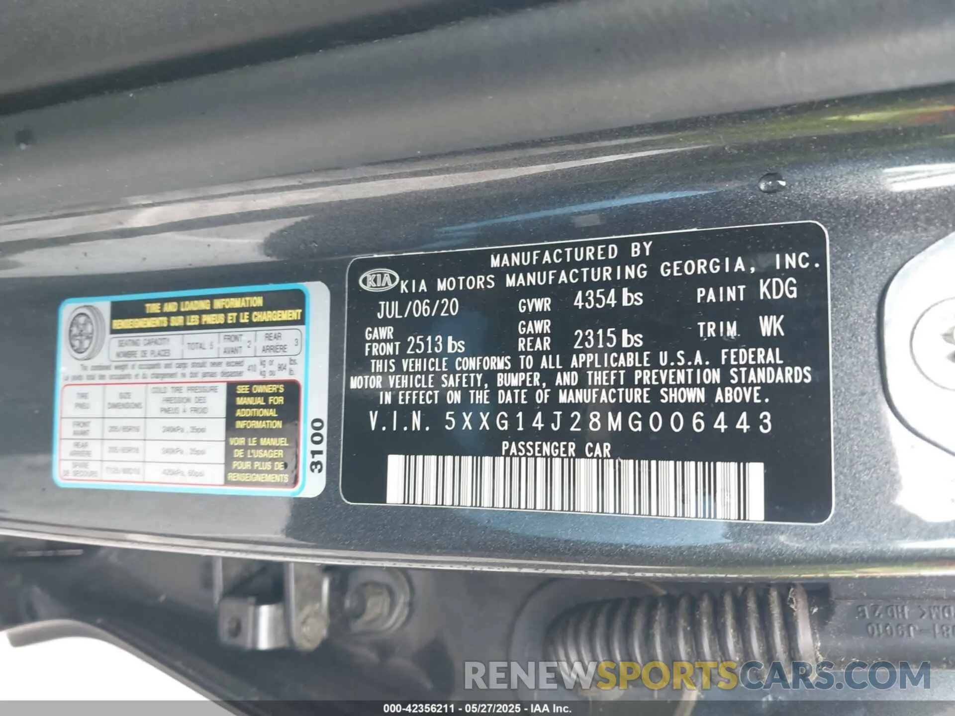 9 fotografías del automóvil dañado 5XXG14J28MG006443 KIA K5 2021
