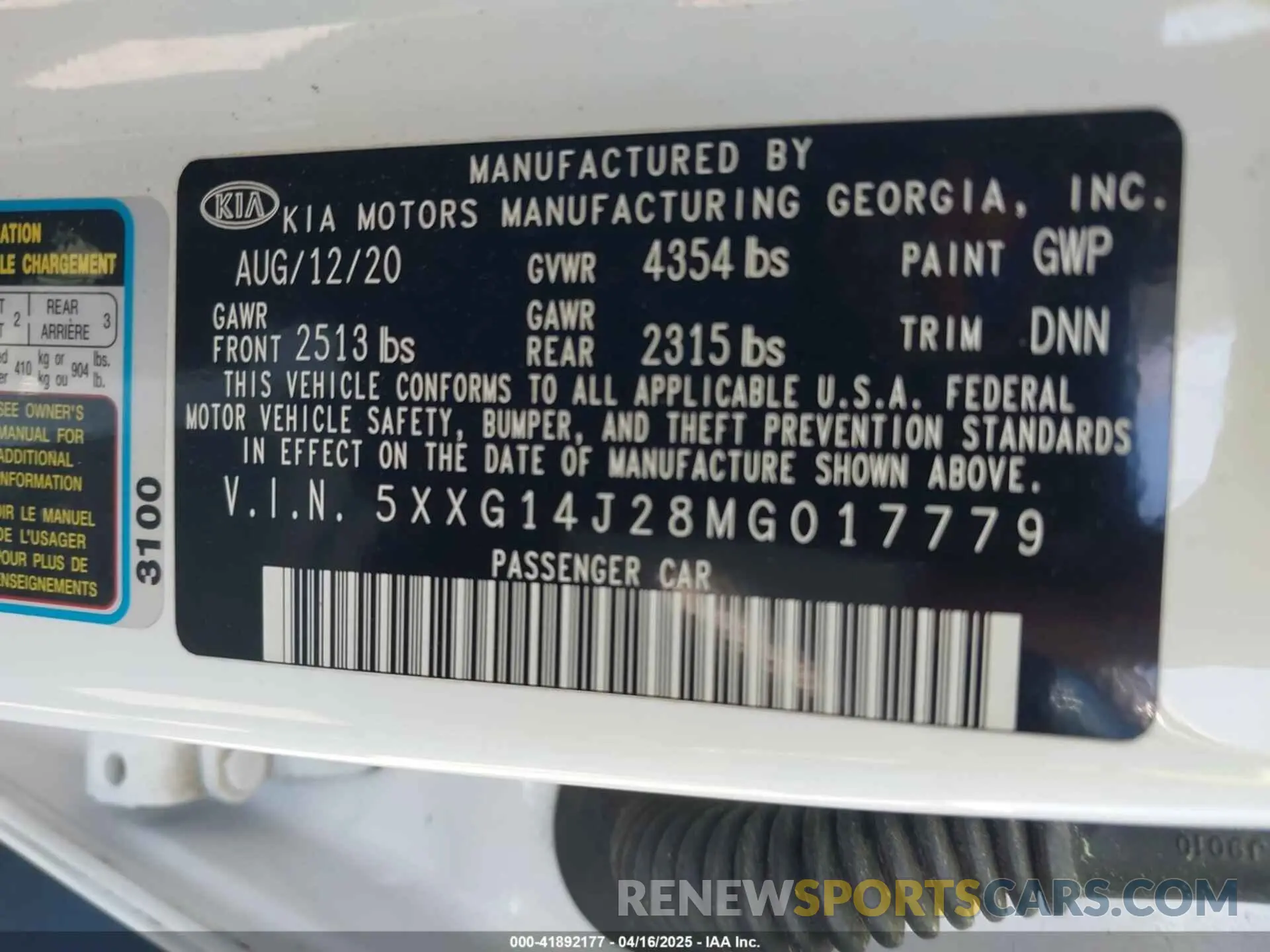 9 fotografías del automóvil dañado 5XXG14J28MG017779 KIA K5 2021