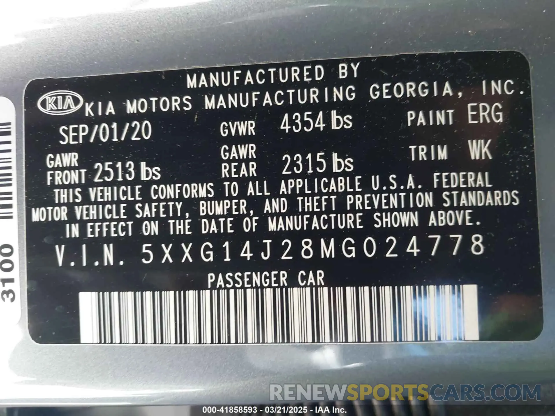 9 fotografías del automóvil dañado 5XXG14J28MG024778 KIA K5 2021