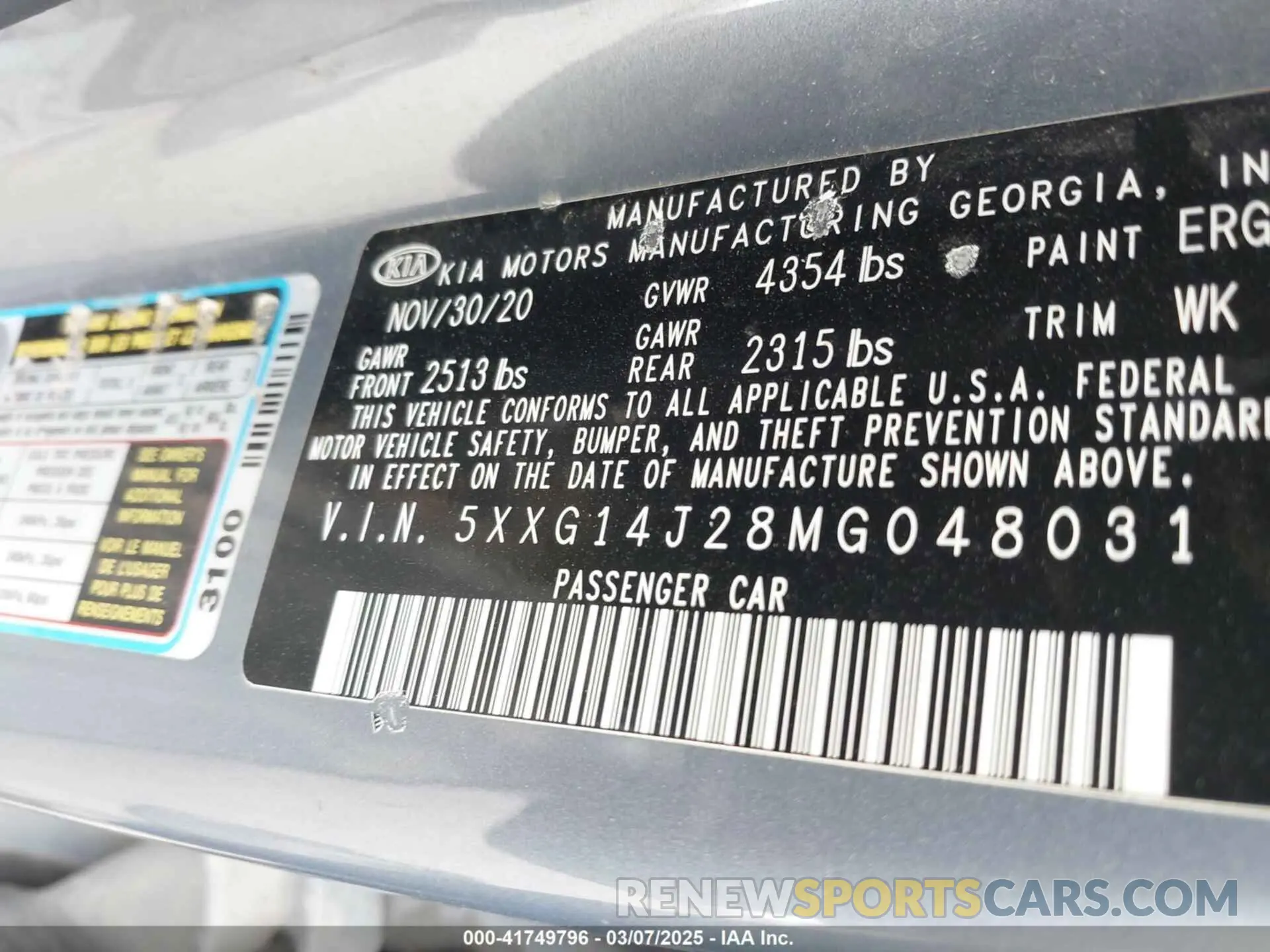 9 fotografías del automóvil dañado 5XXG14J28MG048031 KIA K5 2021