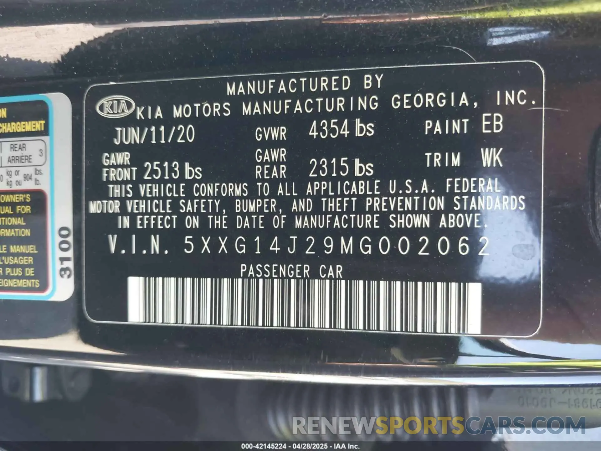 9 fotografías del automóvil dañado 5XXG14J29MG002062 KIA K5 2021