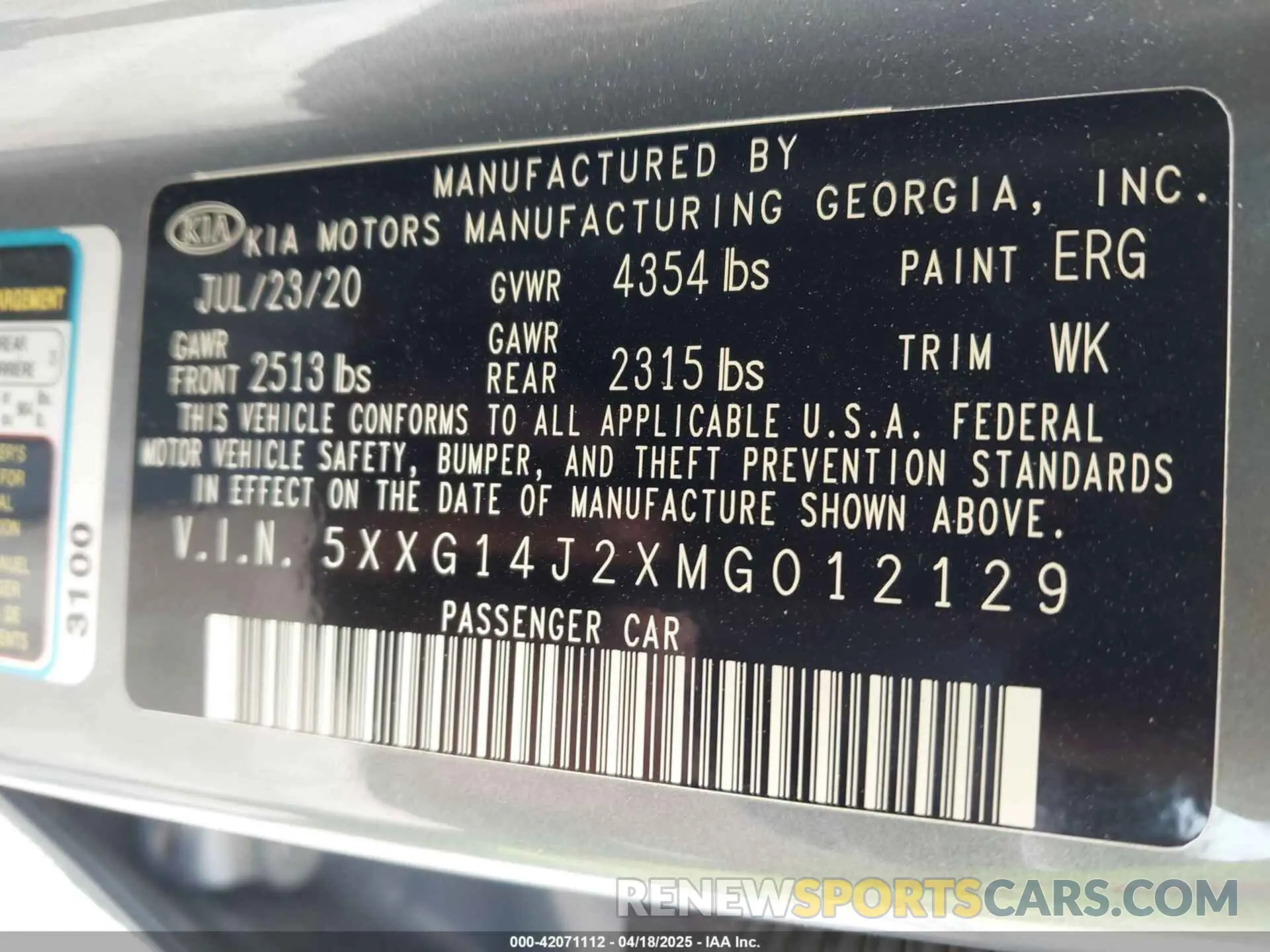 9 fotografías del automóvil dañado 5XXG14J2XMG012129 KIA K5 2021