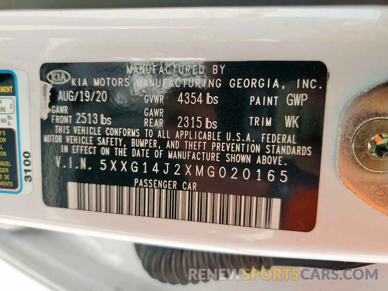 12 fotografías del automóvil dañado 5XXG14J2XMG020165 KIA K5 2021