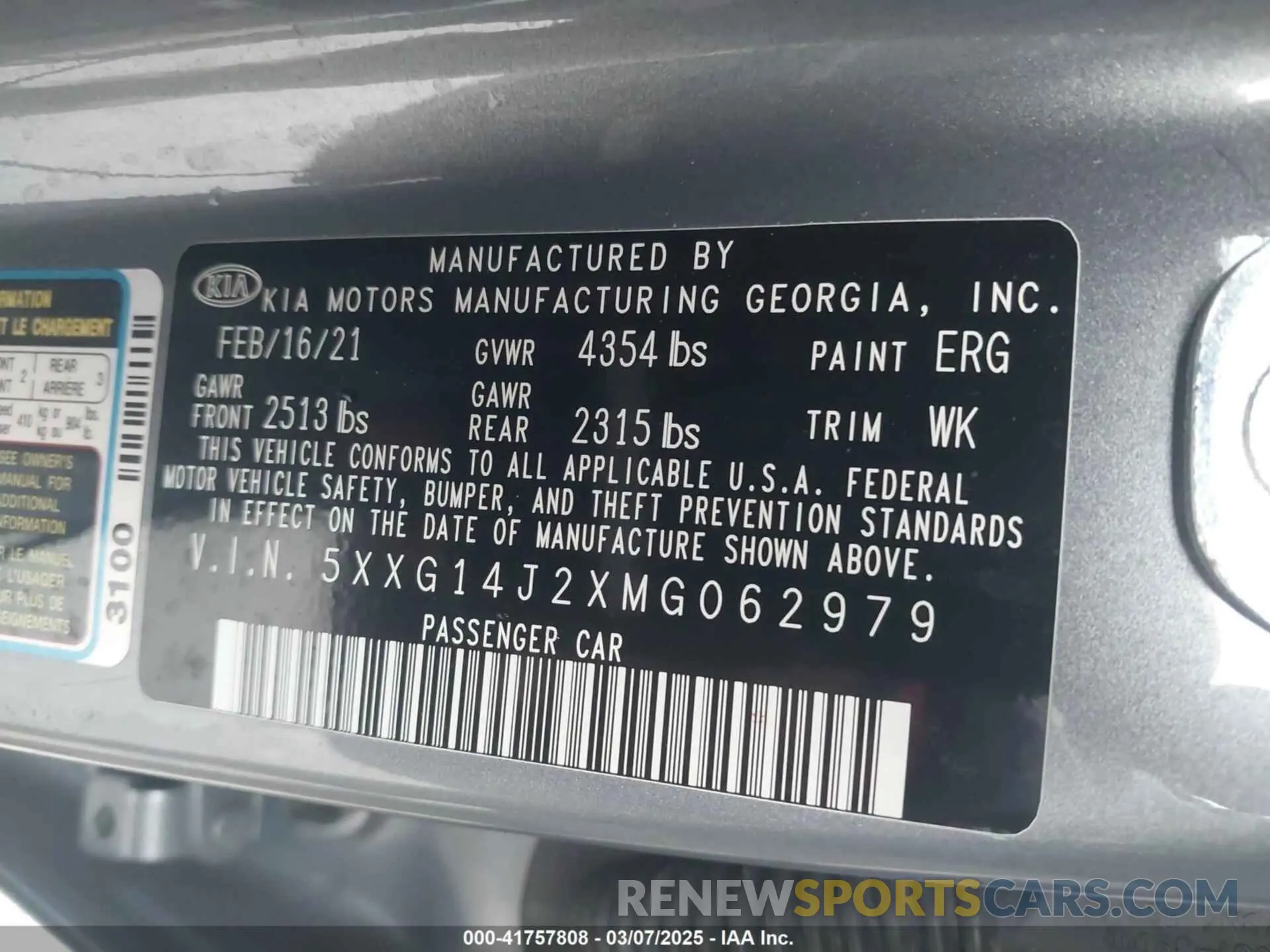 9 fotografías del automóvil dañado 5XXG14J2XMG062979 KIA K5 2021