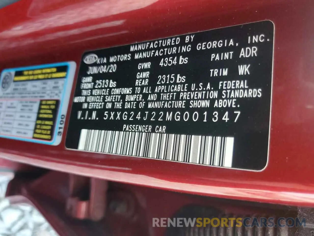 12 fotografías del automóvil dañado 5XXG24J22MG001347 KIA K5 2021