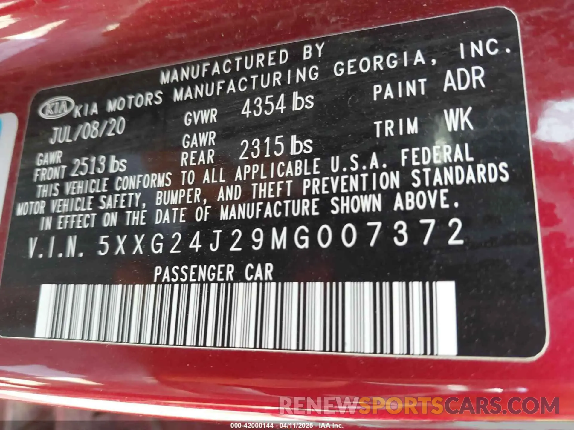 9 fotografías del automóvil dañado 5XXG24J29MG007372 KIA K5 2021