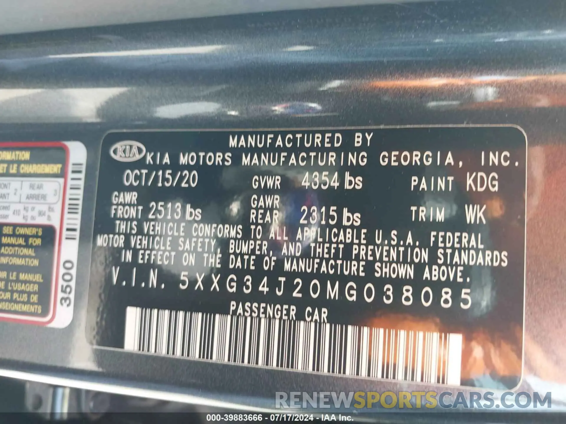 9 fotografías del automóvil dañado 5XXG34J20MG038085 KIA K5 2021