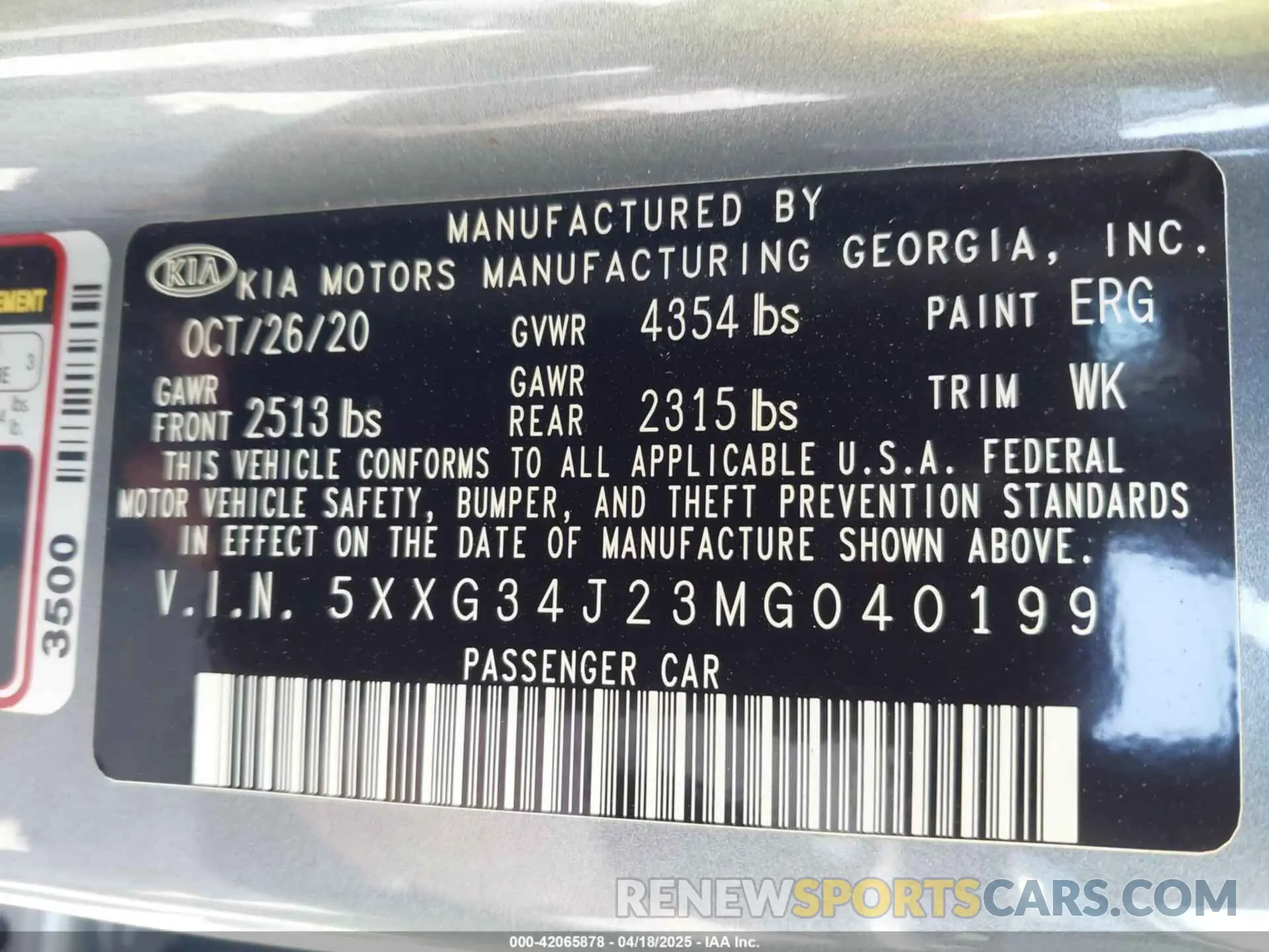 9 fotografías del automóvil dañado 5XXG34J23MG040199 KIA K5 2021