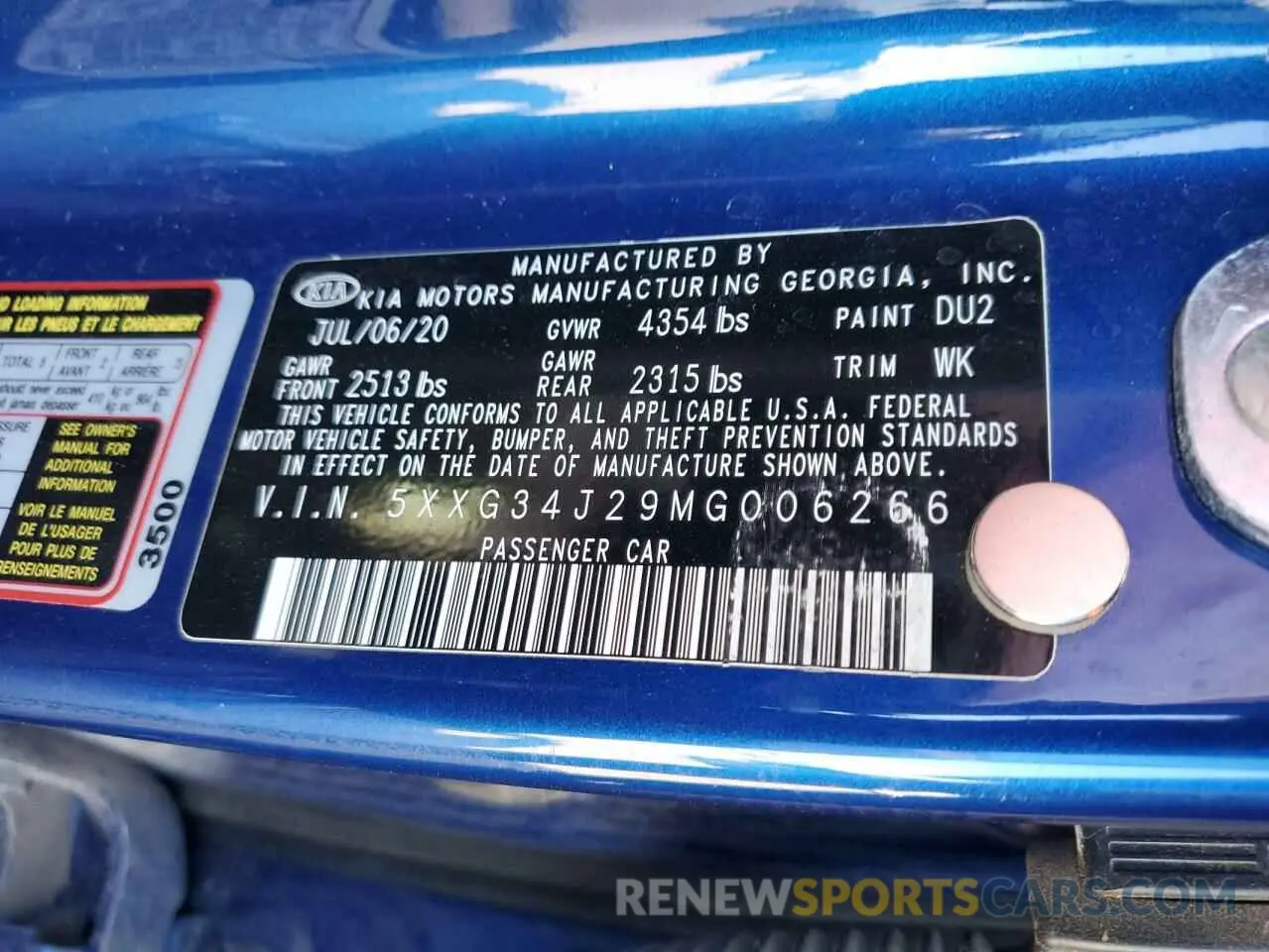 13 fotografías del automóvil dañado 5XXG34J29MG006266 KIA K5 2021