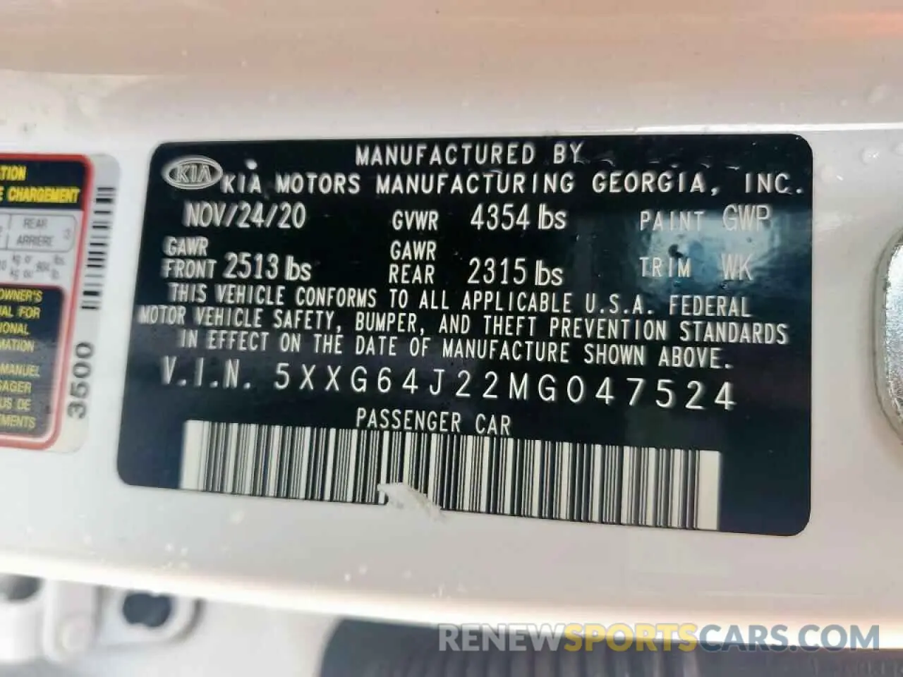12 fotografías del automóvil dañado 5XXG64J22MG047524 KIA K5 2021
