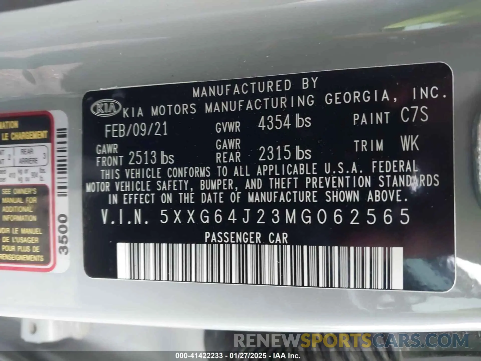 9 fotografías del automóvil dañado 5XXG64J23MG062565 KIA K5 2021