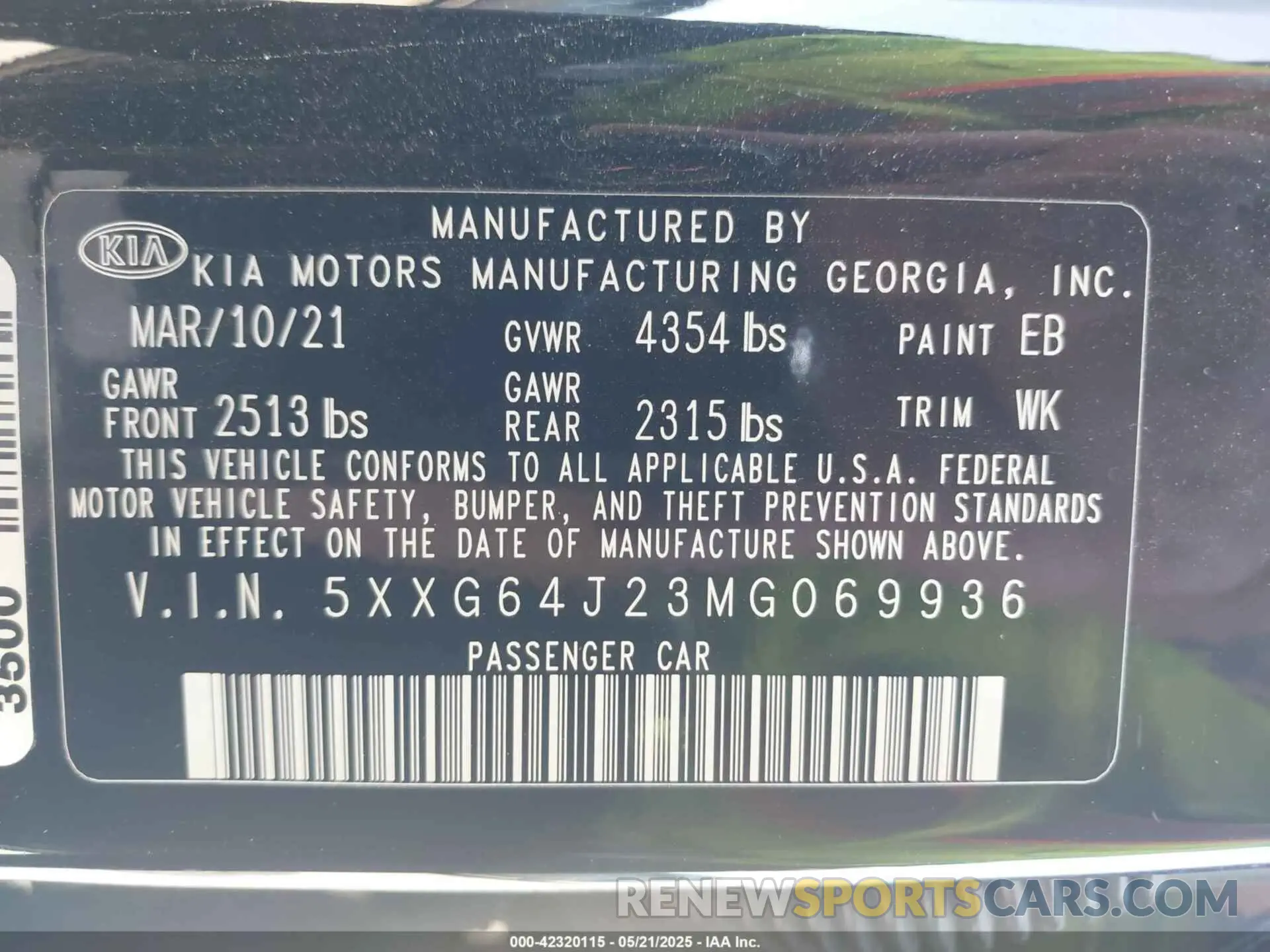 9 fotografías del automóvil dañado 5XXG64J23MG069936 KIA K5 2021