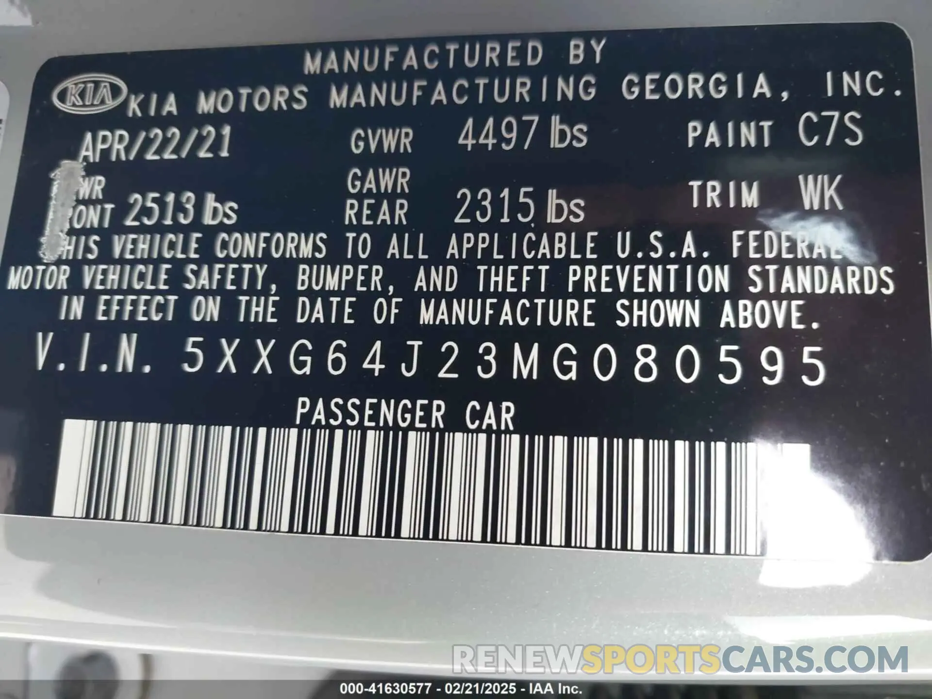9 fotografías del automóvil dañado 5XXG64J23MG080595 KIA K5 2021