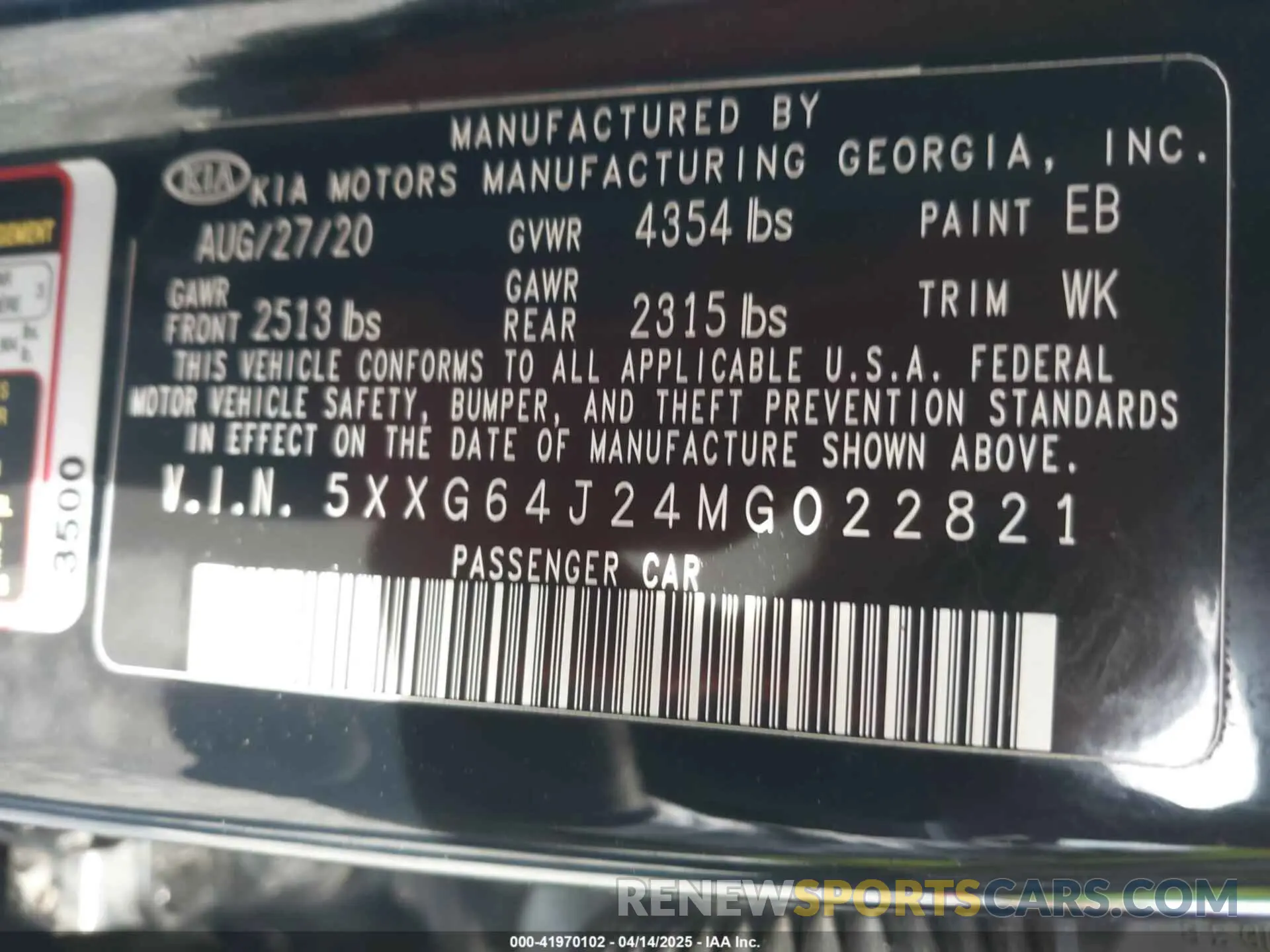 9 fotografías del automóvil dañado 5XXG64J24MG022821 KIA K5 2021