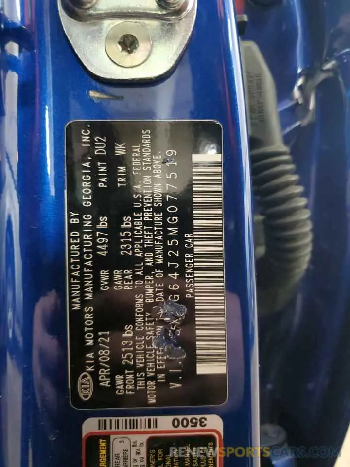 14 fotografías del automóvil dañado 5XXG64J25MG077519 KIA K5 2021