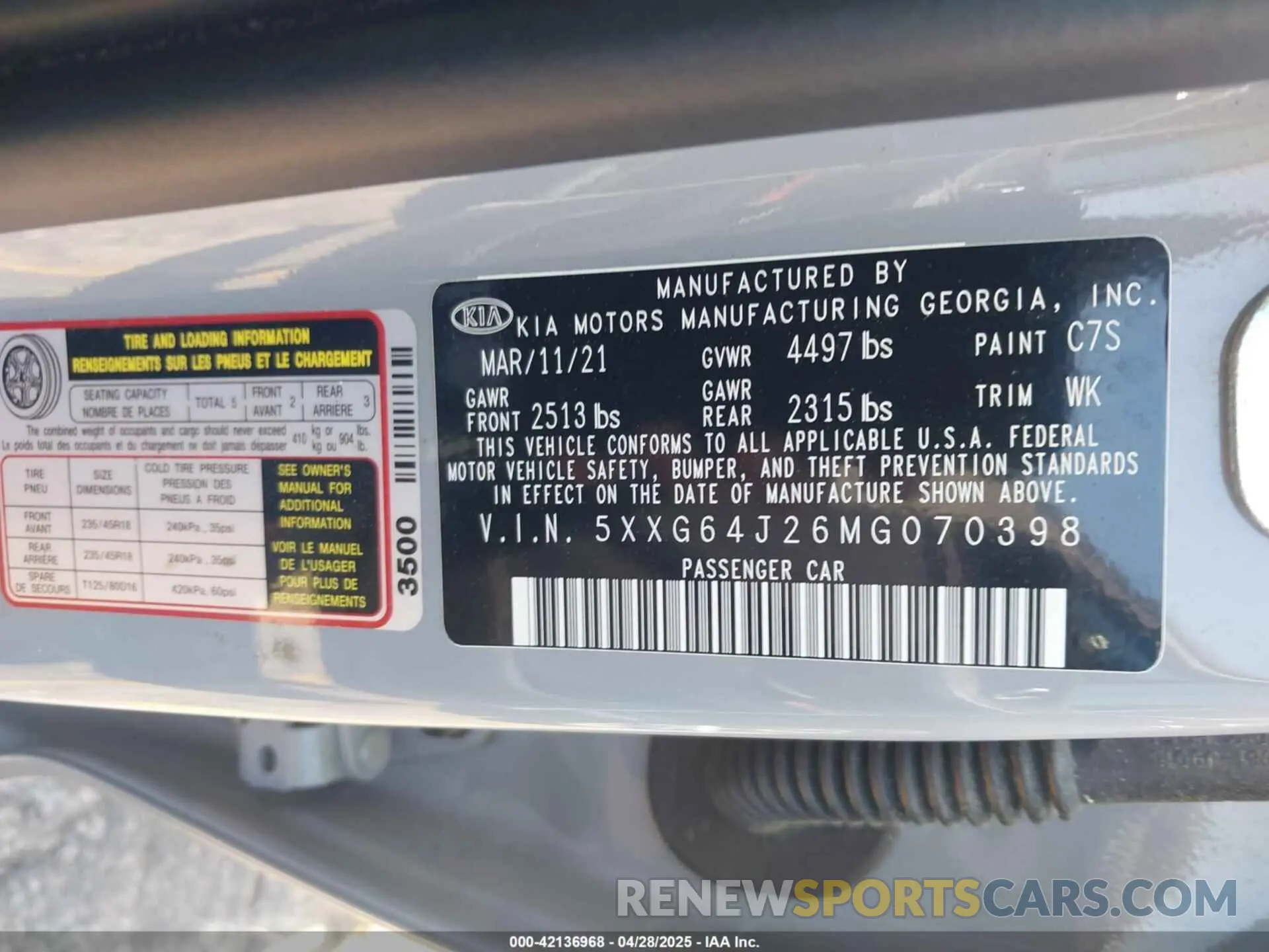 9 fotografías del automóvil dañado 5XXG64J26MG070398 KIA K5 2021