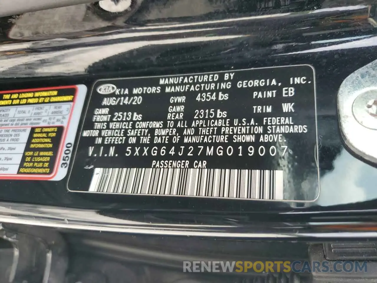 12 fotografías del automóvil dañado 5XXG64J27MG019007 KIA K5 2021