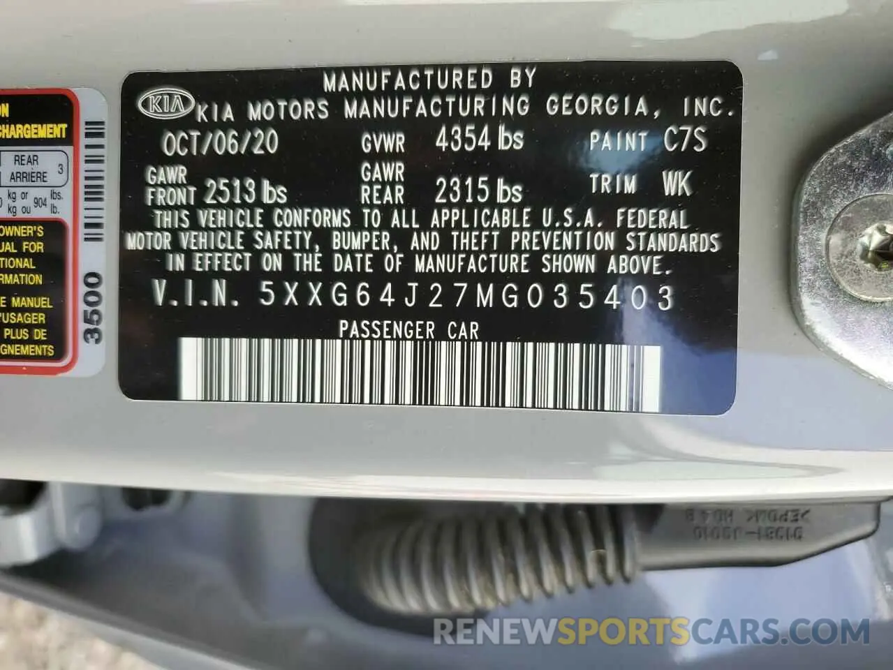 13 fotografías del automóvil dañado 5XXG64J27MG035403 KIA K5 2021
