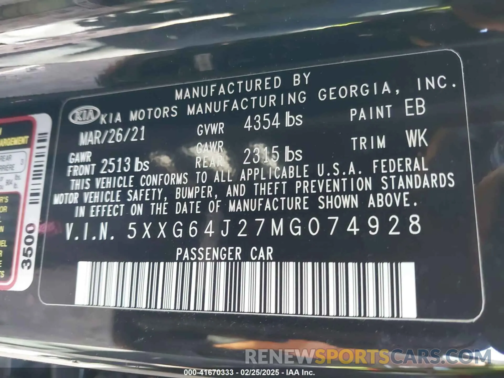 9 fotografías del automóvil dañado 5XXG64J27MG074928 KIA K5 2021