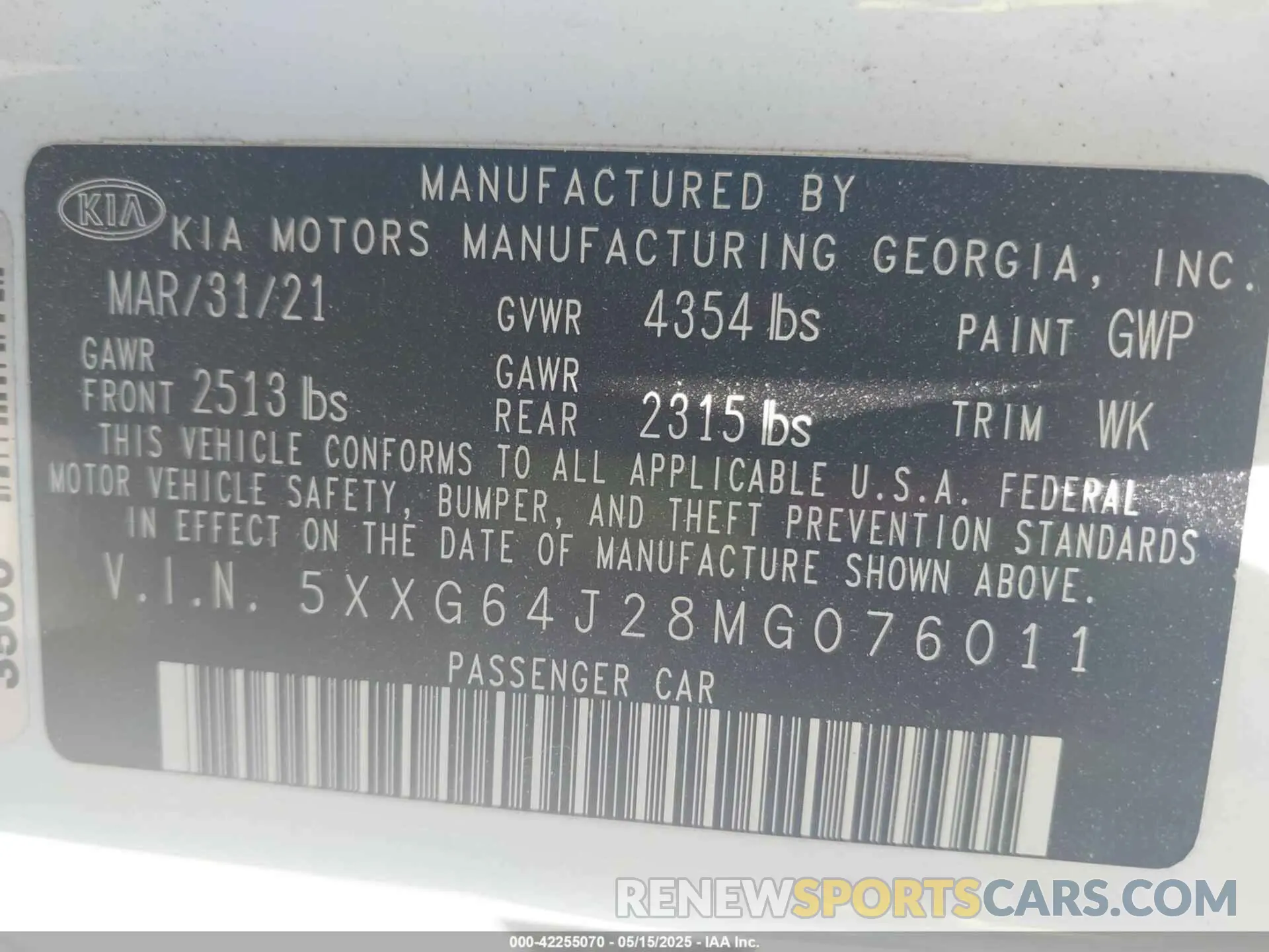 9 fotografías del automóvil dañado 5XXG64J28MG076011 KIA K5 2021