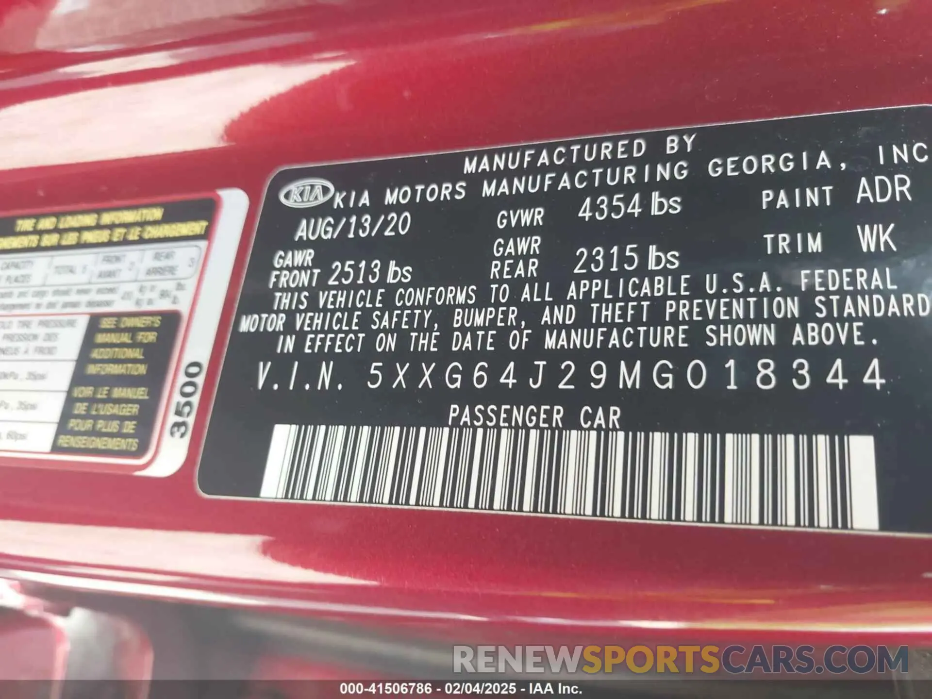 9 fotografías del automóvil dañado 5XXG64J29MG018344 KIA K5 2021